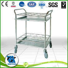 BDT208 Top quality 304 stainless steel hospital trolley with two shelf